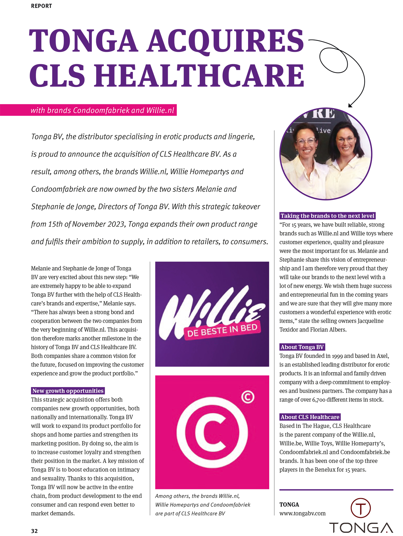 2024-01 Sign EU - Tonga acquires CLS Healthcare